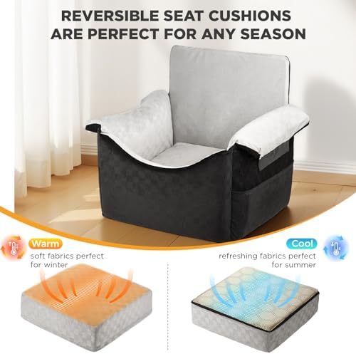 BONTHEE Elevated Dog Car Seat for Small Medium Dogs Under 30 lbs, Memory Foam Elevated Booster Seat with Headrests Support, Travel-Safe Car Bed with Detachable Washable Cover & Safety Belt - Image 3