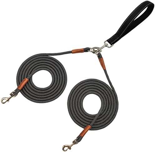 8 FT Double Dog Leash, 1/4" Rope Dual Lead, 2 Way Dog Leash by JDIDNEID