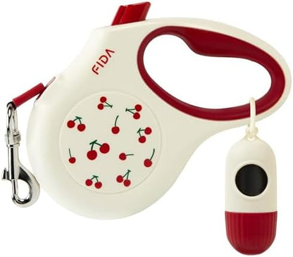 Fida Retractable Dog Leash with Dispenser and Poop Bags, 16 ft, Cherry by Fida
