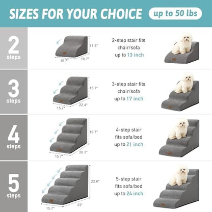 COZY KISS Dog Stair for Small Dog 15.7" H, 3 Step Pet Ramp for Couch - Image 2