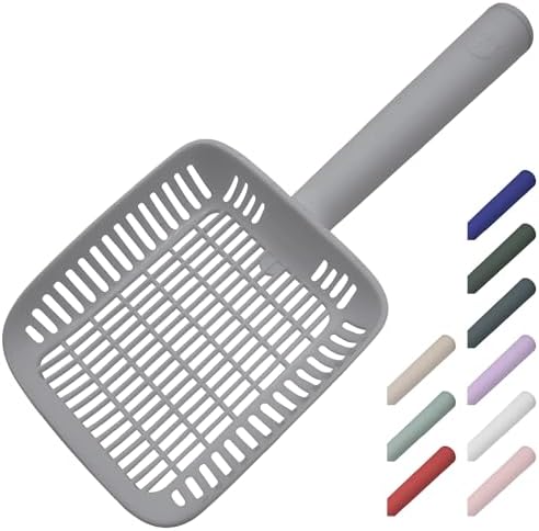 TypeC Cat Litter Scoop - Small Holes (0.11in) Big Size Scooper - Long Handle & Easy Cleaning - Hanger for Litter Box by CATSTAG