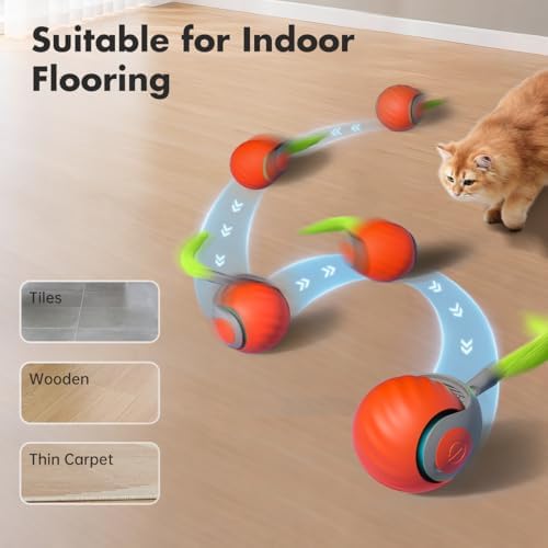 Petgravity Speedy Sprint Ball Toy for Cat Type-C Rechargeable Interactive Cats Toy (Orange 2.0) - Image 2