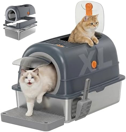 OLIXIS Stainless Steel Litter Box with Lid, Easy Cleaning by OLIXIS