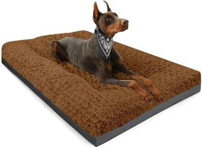 POCBLUE Deluxe Washable XXL Dog Bed for Large Dogs Dog Crate Mat 47 Inch Comfy Fluffy Kennel Pad Anti-Slip for Dogs Up to 110 lbs, 47" x 29", Brown by POCBLUE