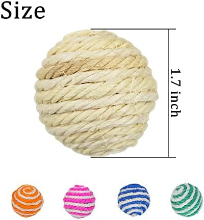 WishLotus Cat Sisal Ball 5 Packs, 4.5CM Assorted Colored Sisal Balls for Cats to Scratch, Pat, Bite or Chase, Interactive Cat Toys for Indoors Cats Random Color(4.5cm 5pcs) - Image 2