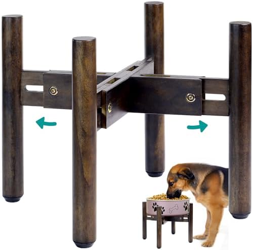 Dog Bowl Stand for Water/Food - Adjust with Lock - Dog Water Fountain Holder, Elevates Pet Food and Water Feeder Bowls (Bowl not Included) (1Pack - (Height 10.3in, Width 8-11.2in)) by BETSEO