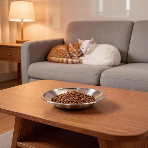 4-Pack Stainless Steel Cat Bowls, 6.3” Shallow Cat Bowl, Whisker-Friendly to Help Reduce Whisker Fatigue, Thickened & Durable Cat Dishes for Cats and Kittens, Dishwasher Safe - Image 6