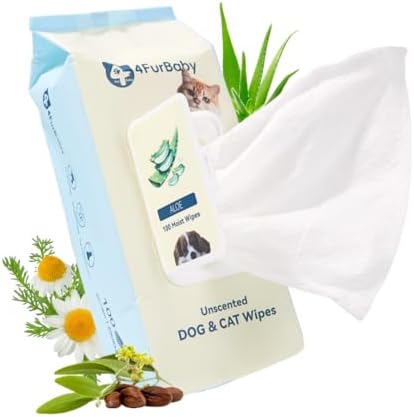 Dog Wipes for Paws and Butt, Unscented, 100 Count by 4FurBaby