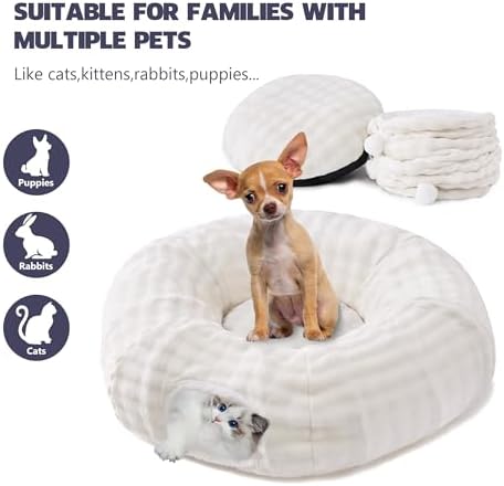 Bubble Round Cat Tunnel for Indoor Cats, Cream White - Image 4
