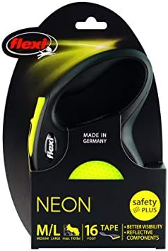 FLEXI® Neon Tape Retractable Dog Leash, Large, 16 ft - Neon Yellow/Black - Image 2
