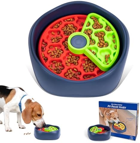 Star&Mi Slow Feeder Dog Bowls, 3-Layer Interactive Dog Puzzle Feeder, Dog Slow Feeder Bowl & Lick Bowl for Dogs, Non-Slip Dog Bowl Slow Feeder for Medium & Large Breeds, Holds 6–8 Cups by Unknown