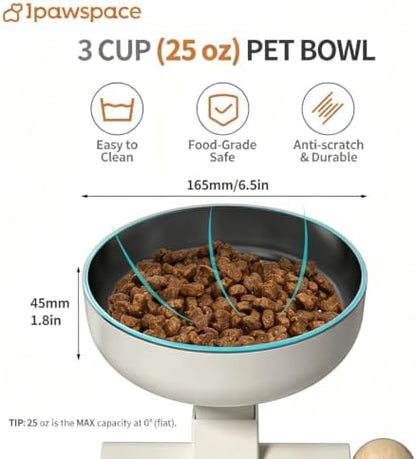 Elevated Cat Bowl,Adjustable Raised Stainless Steel Feeder with Stand,White - Image 5