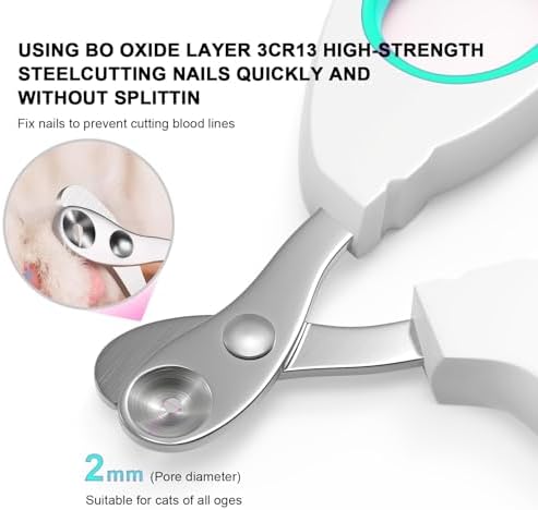 Aogeili Cat Nail Clippers - Stainless Steel, Non-Slip, Safe for Small Pets - Image 3