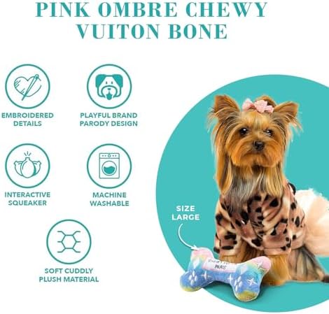Haute Diggity Dog Chewy Vuiton Bone Plush Dog Toy, Designer Parody Toy - Image 4