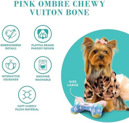 Haute Diggity Dog Chewy Vuiton Bone Plush Dog Toy, Designer Parody Toy - Image 4
