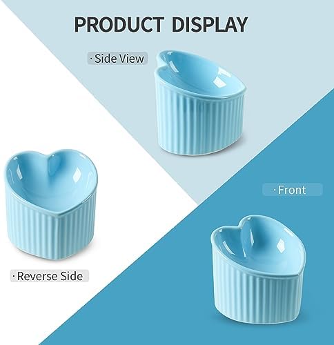 5.5" Blue Ceramic Raised Tilted Cat Food Bowl 1 Pack - Image 2
