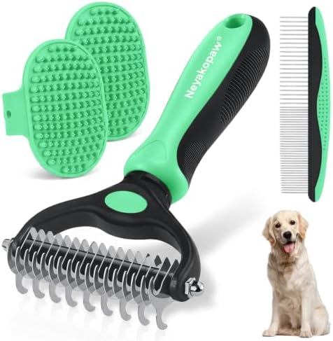 Pet Grooming Kit Deshedding Dematting Tool for Dogs Cats 4PCS Green by Unknown