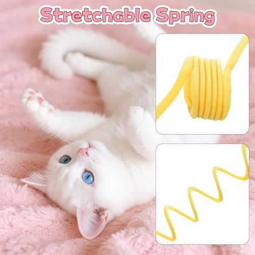 InnoHHustle 4PCS Cat Spring Toys, Hanging Fluffy Cat Ball Toys with Bell Stretchable Interactive Cats Teaser Soft Plush Interactive Cat Toy for Indoor Cats Kitten Play Chase Exercise - Image 4