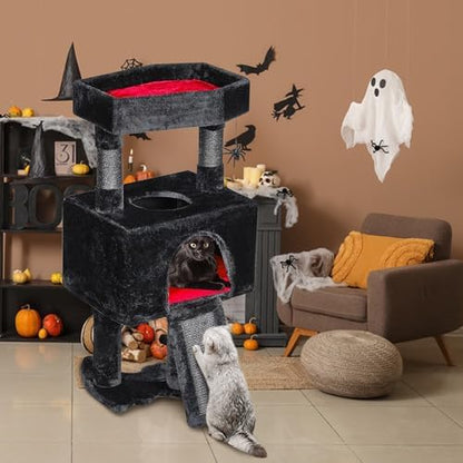 BEWISHOME Cat Tree Tower for Indoor Cats, Gothic Cat Trees with Coffin Bed - Image 4