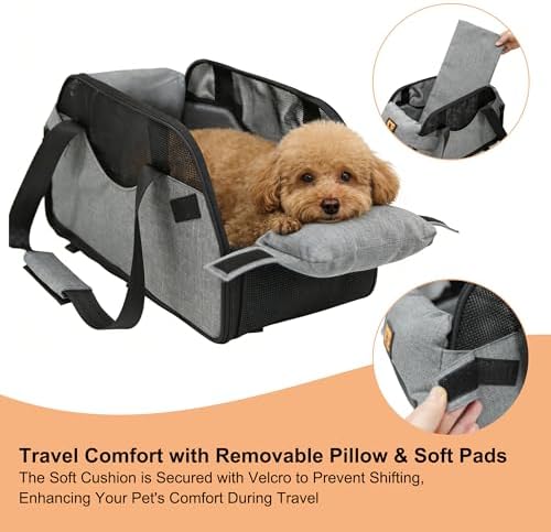 Center Console Dog Car Seat for Small Dogs with Mesh, Dog Booster Seat with Upgraded Safety Tethers, Detachable Washable Pet Car Seat Travel Bed Under 25lbs(Mesh) - Image 2