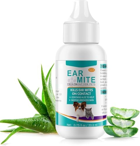 Ear Mite Treatment for Dogs and Cats,Dog Ear Infection Treatment,Aloe Ear Mite,Safe for Pets | 12+ Weeks | 0.75 fl oz 22.2ml by bnHUlMXw