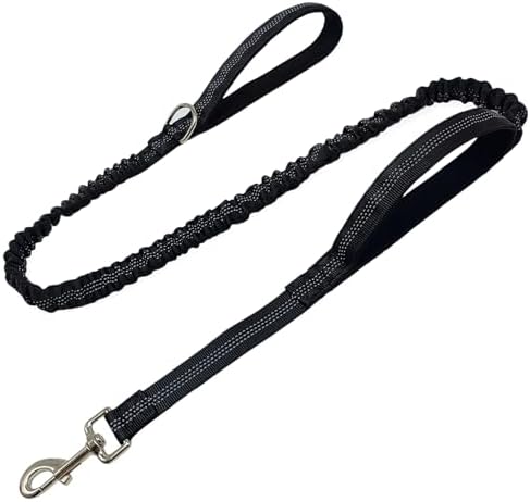 5FT Bungee Dog Leash with 2 Handles, Reflective Nylon Traffic Leash by boswany