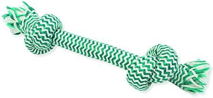 Mammoth Flossy Chews EXTRA FRESH 2 Knot Bone - Premium Cotton-Poly Yarn with Dental Floss Tug Toy for Dogs - Interactive Dog Rope Toy - Tug Dog Chew Toy for Medium Dogs - Large, 14” by MammothPetProducts