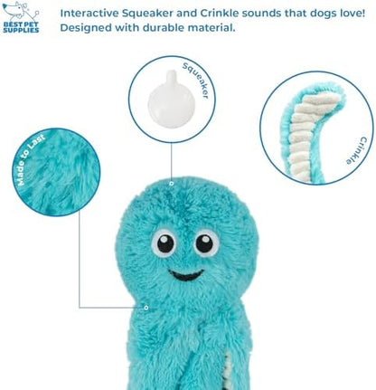 Best Pet Supplies Interactive Squeaky Dog Chew Toy, Ideal Dog Toys for Chewers, Small, Medium & Large Dogs, and Fetch Lovers - Octomutant (Fuchsia, Purple, Turquoise), Large - Image 5