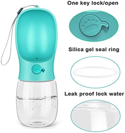 Kalimdor Dog Water Bottle, Leak Proof Portable Puppy Water Dispenser with Drinking Feeder for Pets Outdoor Walking, Hiking, Travel, Food Grade Plastic (12oz Blue) - Image 2