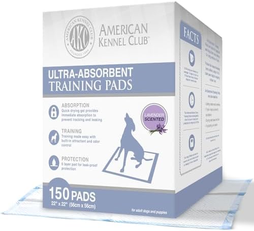 AKC Puppy Training Pads, 22" x 22", Lavender Scented, 150 Count by AmericanKennelClub