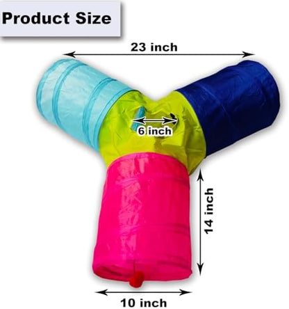 Cat Tunnel Tube Toys, 3 Ways Tunnels for Indoor Cats with Play Ball - Image 3