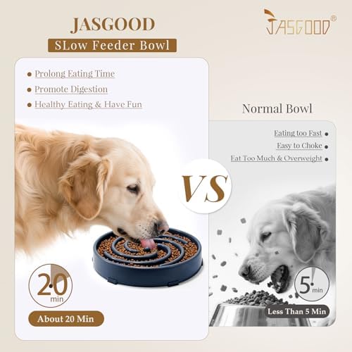 JASGOOD Slow Feeder Dogs Bowl for Large Medium Dogs,Anti-Gulping Pet Slower Food Feeding Bowls Stop Bloat,Preventing Choking Healthy Design Dogs Bowl - Image 2