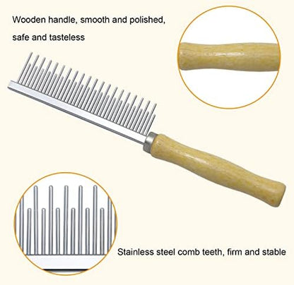 Wooden Handle Grooming Comb for Dogs Cats Pet（Multitooth） - Image 4