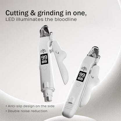 2-in-1 Dog Nail Clipper and Grinder with LED Light, USB Rechargeable Quiet Electric Pet Nail Trimmer for Dogs and Cats with Safety Guard - Image 6
