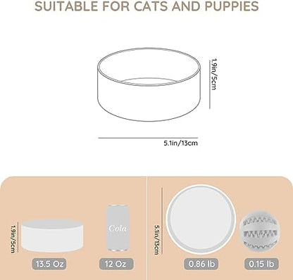 SPUNKYJUNKY 13.5OZ Ceramic Dog and Cat Bowl, Modern Cute Weighted Food Water Bowl for Replacement White (2 Pack) - Image 4