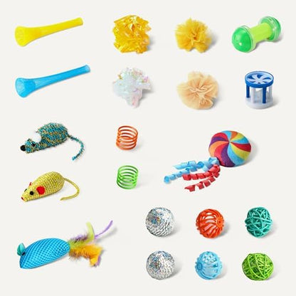 Amazon Basics Cat Toy Set, 20 Piece Variety Pack with Teaser, Ball, Feather, Spring - Image 4