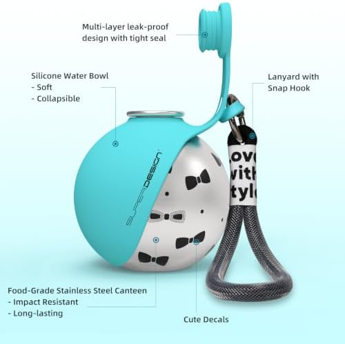 2-in-1 Portable Dog Water Bottle for Small Dogs - Leak-Proof & Compact Dog Travel Water Bottle -Stainless Steel Bottle & Silicone Bowl - Ideal for Walking, Hiking & Travels(10 fl oz, Blue) - Image 7