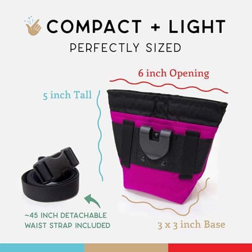 Wildebeest Dog Treat Pouch, Dog Treat Bag, Dog Training Treat Pouch, Dog Travel Bag, Pet Treat Pouch, Magnetic Closure, 2 Water-Resistant Compartments, Detachable Waist Strap & Belt Clip (Fuchsia) - Image 4