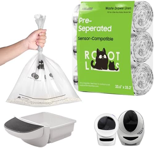 40 Pack Cat Litter Box Robot Model 5/4/3 Waste Bags, Automatic Litter Box Liners Bags, Transparent, Pre-Separated, Tear Resistant, Sensor-compatible, 9-11 Gallon Capacity by Unknown