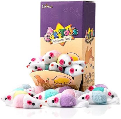 CHIWAVA 36PCS 1.8'' Interactive Cat Toy Mice with Catnip Rattle Sound Mouse - Image 2
