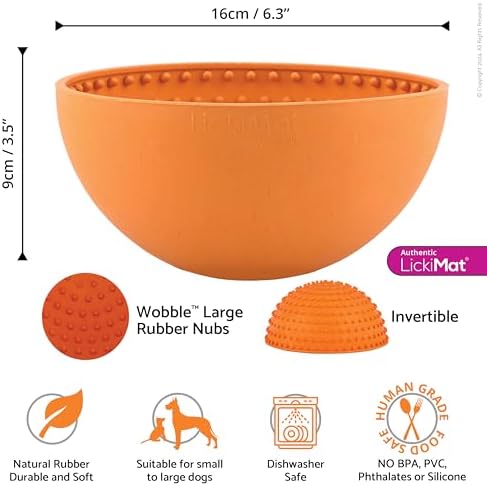 LickiMat Wobble, Dog Slow Feeder Bowl Lick Mat, Boredom Anxiety Reducer; Perfect for Food, Treats, Yogurt, or Peanut Butter. Fun Alternative to a Slow Feed Dog Bowl, Orange - Image 3