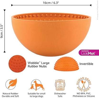 LickiMat Wobble, Dog Slow Feeder Bowl Lick Mat, Boredom Anxiety Reducer; Perfect for Food, Treats, Yogurt, or Peanut Butter. Fun Alternative to a Slow Feed Dog Bowl, Orange - Image 3