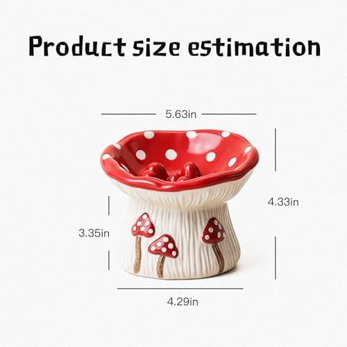 Cat Slow Feeder Bowl, Ceramic Slow Feeder Cat Bowls, Cute Mushroom Elevated Cats Bowl, Anti-Fatigue & Anti-Vomiting - Image 2