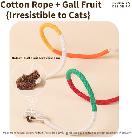 Cat Chew Toys (3-Pack) - 27.5 Inch Refillable Catnip Rope Toys for Indoor Cats & Kittens, Safe Dental Cleaning & Interactive Toy - Natural Kitty Toys for All Breeds - Image 3
