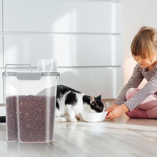 LEAWALK 5Lbs Airtight Cat Dog Food Storage Container With Upgraded Large Nozzle, BPA-Free Pet Food Storage Containers For Rice, Grain, Pet Food, Flour Dog Treat Storage-2Pack Grey - Image 6