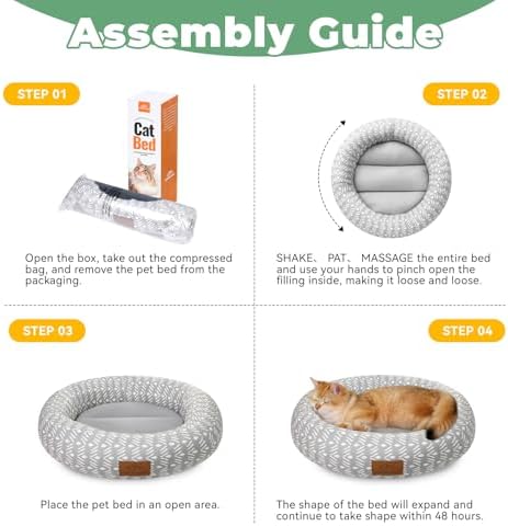 Zerbuger 20in Grey Pattern Round Dog Bed Sofa for Dogs Cats, Washable - Image 5