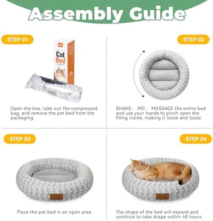 Zerbuger 20in Grey Pattern Round Dog Bed Sofa for Dogs Cats, Washable - Image 5