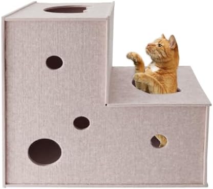 Homegroove Cat Tunnel for Indoor Cats, Felt Cat Play Tunnel, Beige, L-Shape by homegroove
