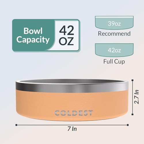Coldest Dog Bowl - Anti Rust Metal, Non Slip, 3 Layers Insulated Stainless Steel Dog Bowls - Spill Proof & Heavy Duty - Water Bowl for Dogs, Cats & Pets, Dish Washer Safe (42 oz, Sahara Peach) - Image 4