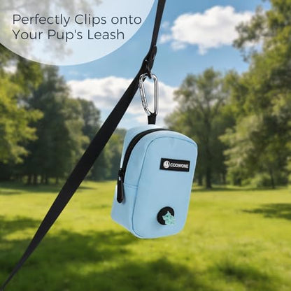 Dog Treat Pouch for Training, Portable Dog Walking Bag Built in Poop Dispenser, Pocket Sized Pet Pouches, Doggie Puppy Snack Rewards Bag, Treat Carrier Holder with Clip (Blue) - Image 6